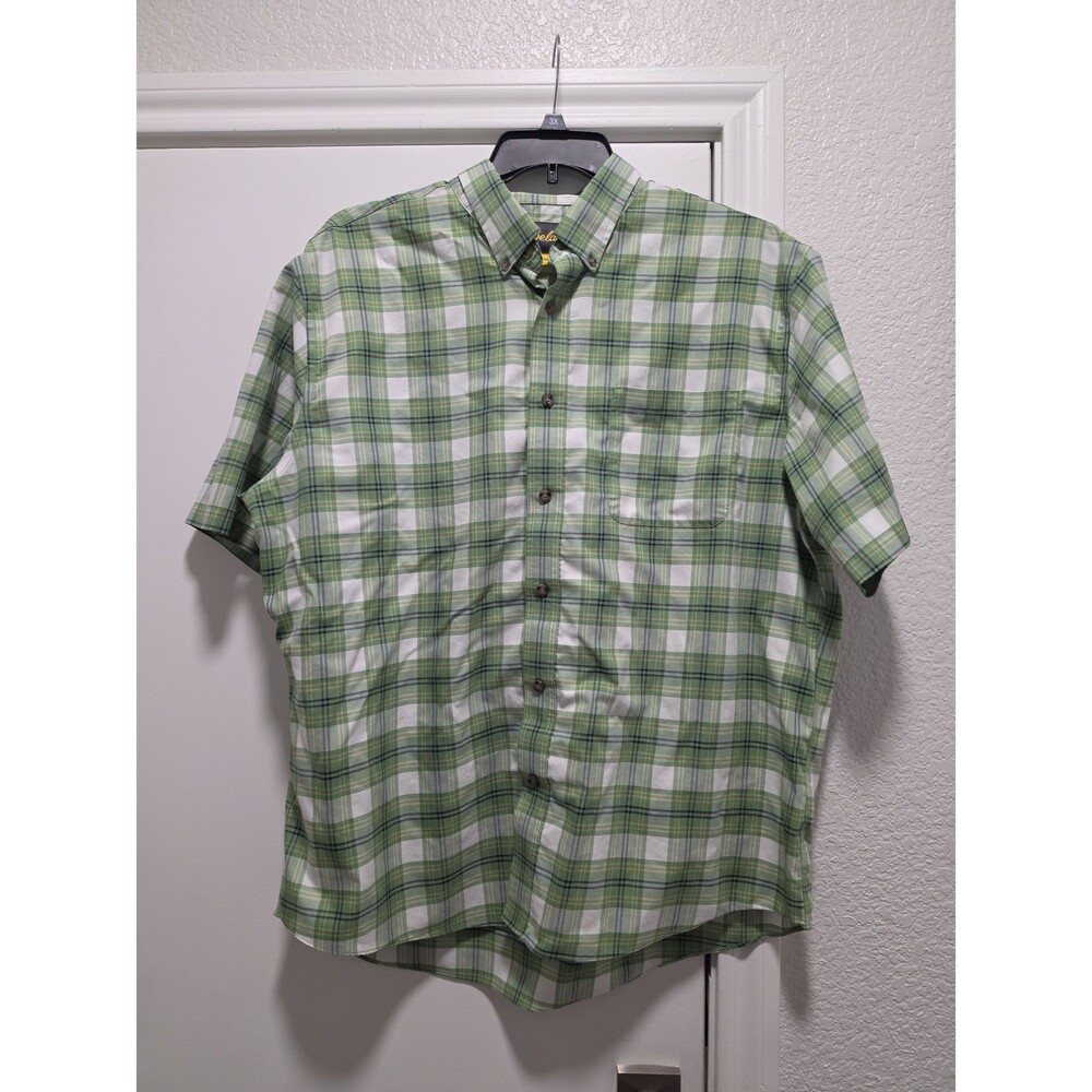 Cabela's Men's Green Plaid Short Sleeve Button-Front Shirt Sz 2XLT